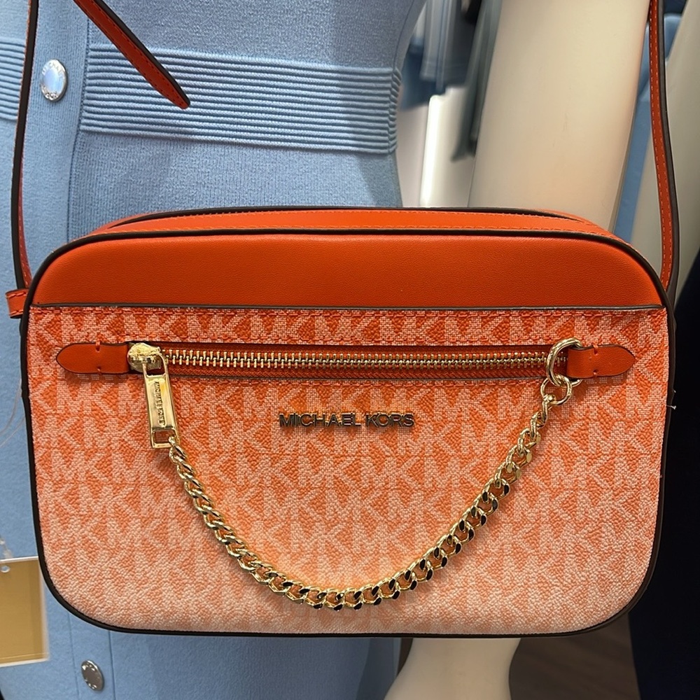 MICHAEL KORS Jet Set Large Ombré Signature Logo Crossbody EW ZP CHAIN XBDY Bag - Picture 15 of 16